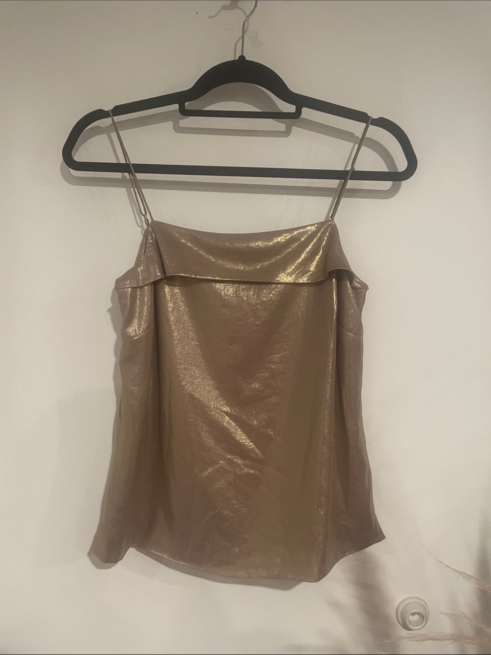 Shimmery Champagne Gold Satin Spaghetti-Strap Karen Millen Cami